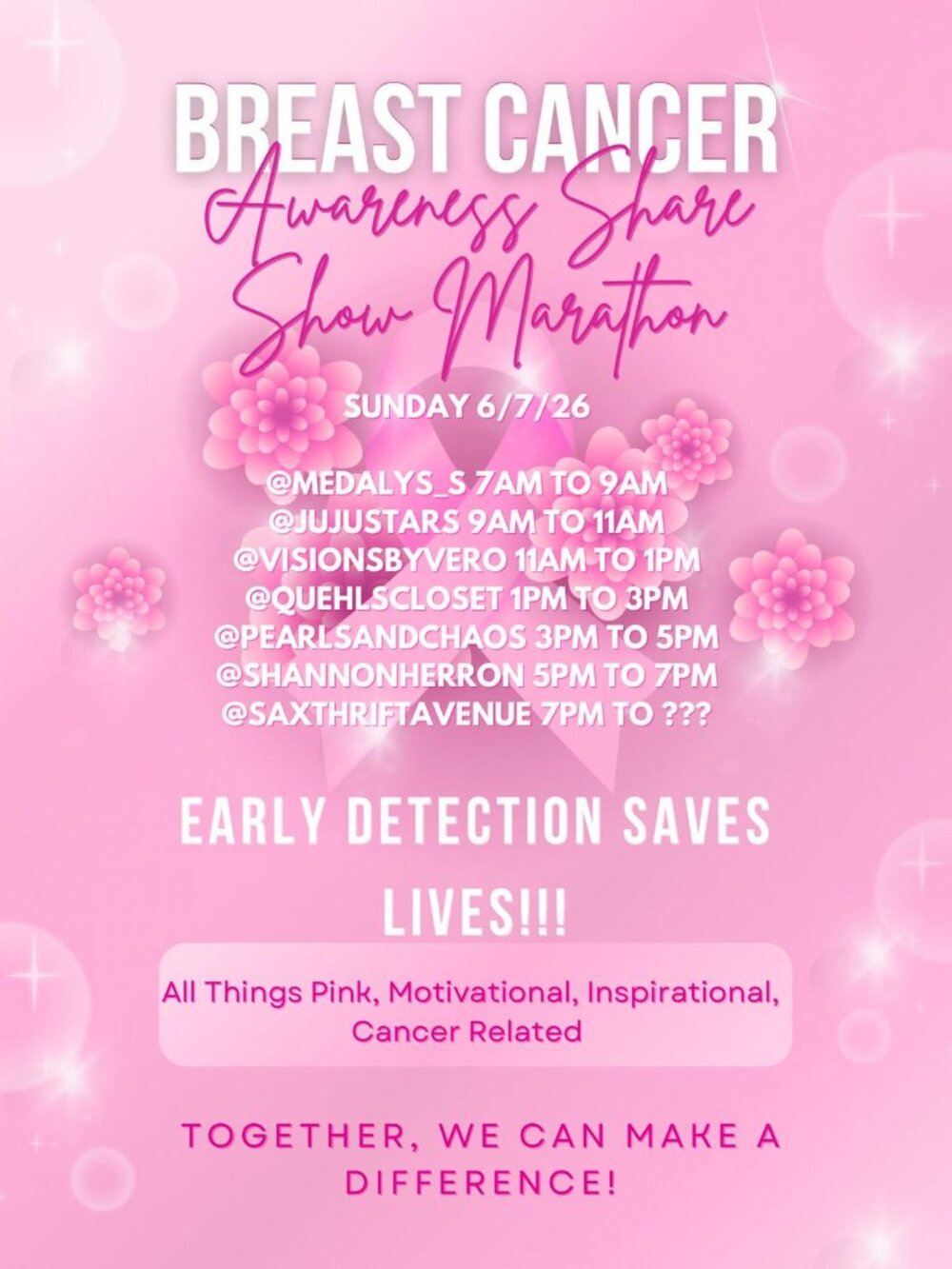 6/7 9AM Breast Cancer Awareness {Action} Share Show Marathon